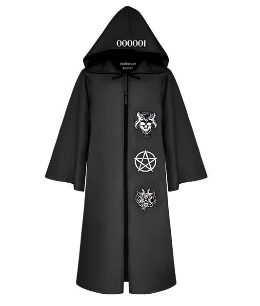 Triple 6 Satan Black Hooded Robe